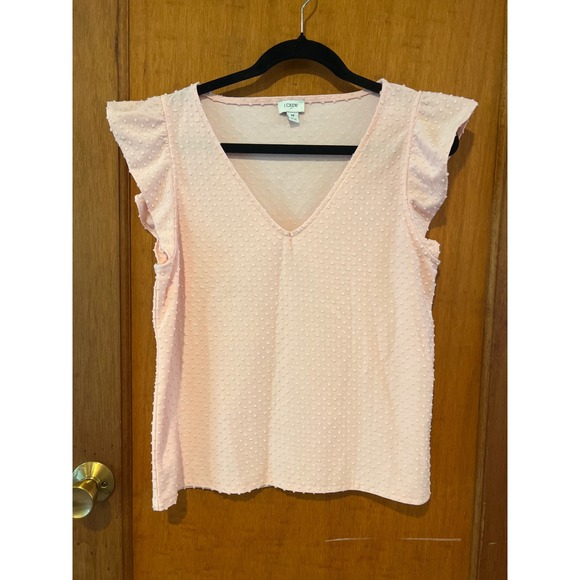 J. Crew Tops - J. Crew‎ pink sleeveless ruffle sleeve top clip-dot size Medium